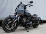 Vast motorcycle with custom paint and chrome details, perfect for Harley Davidson enthusiasts.