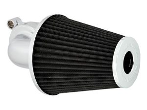 High-performance motorcycle air filter for Revelry Motorcycles.
