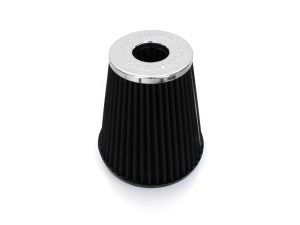 Revelry motorcycles high-performance black cone air filter with chrome top for motorcycle engines.