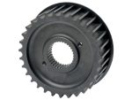 Black motorcycle sprocket for Revelry Motorcycles, high-performance drive component.