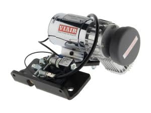 VIAIR air compressor for motorcycle pneumatic systems, compact and reliable.