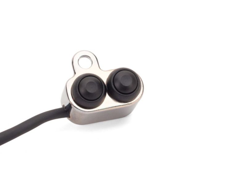 - High-performance motorcycle earplugs with sleek black design.