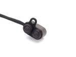 Wireless motorcycle communication earbud with microphone and Bluetooth connectivity.