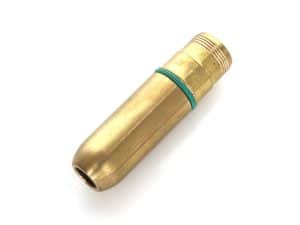 Brass motorcycle exhaust pipe silencer component for motorbikes.