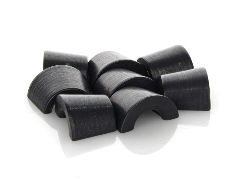 Black rubber motorcycle bumpers for Revelry Motors, durable and high-quality motorcycle accessories.