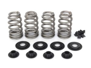 Heavy-duty motorcycle fork springs and suspension parts replacement kit.