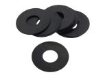 Dark rubber washers for motorcycle maintenance and repair.
