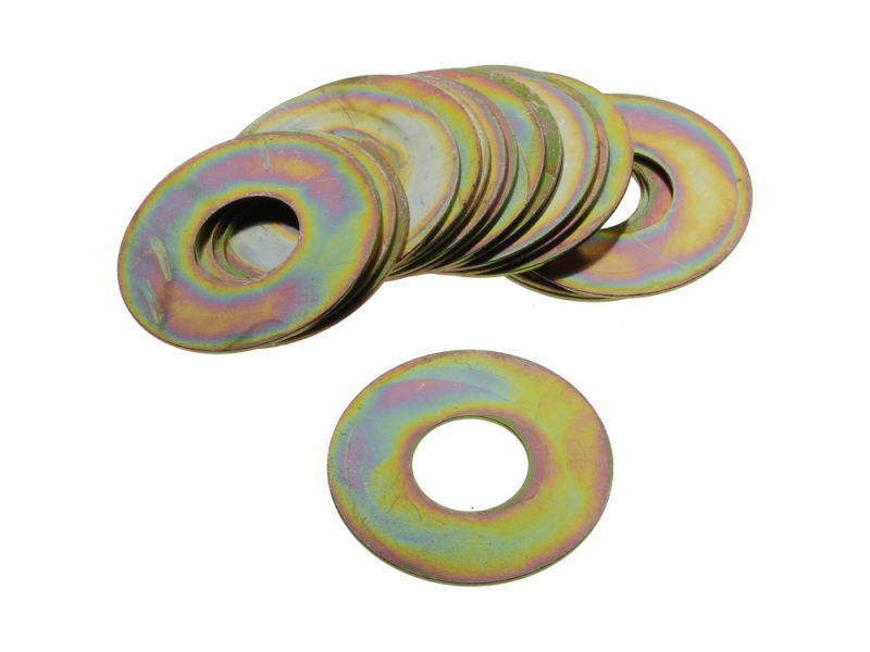 Valve Spring Shims - 0.030in. Thick. Fits Big Twin 1984-2004. Pack of 20. Shiny iridescent washers for motorcycle parts, automotive accessories, and custom builds.