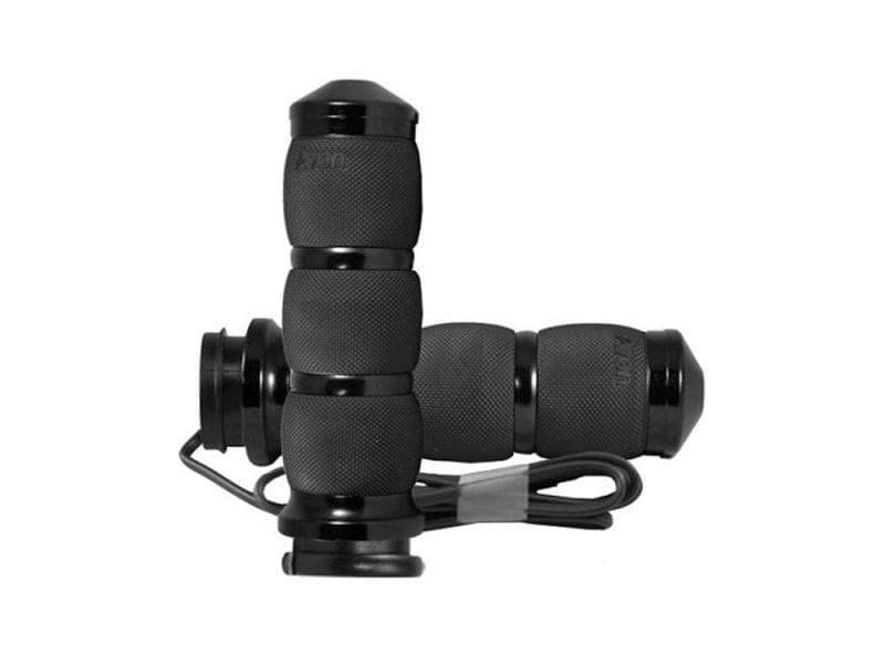 Comfortable black motorcycle handlebar grips for Revelry Motorcycles.