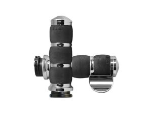 Air Cushion Handgrips with Throttle Boss - Chrome. Fits H-D with Throttle Cable.