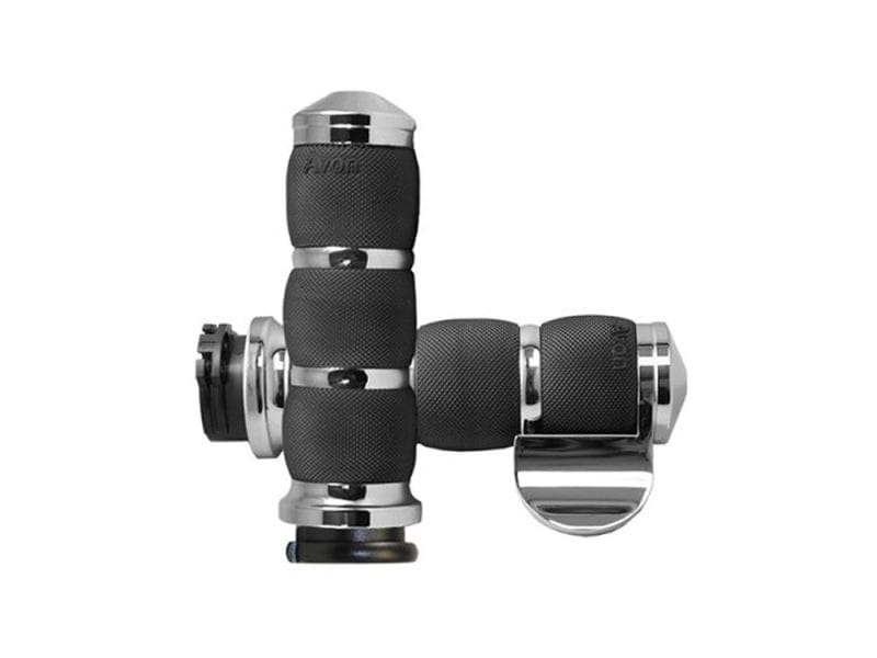Air Cushion Handgrips with Throttle Boss - Chrome. Fits H-D with Throttle Cable.