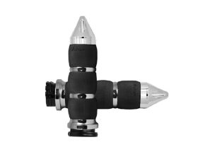 Spike Air Cushion Handgrips - Chrome. Fits H-D with Throttle Cable.