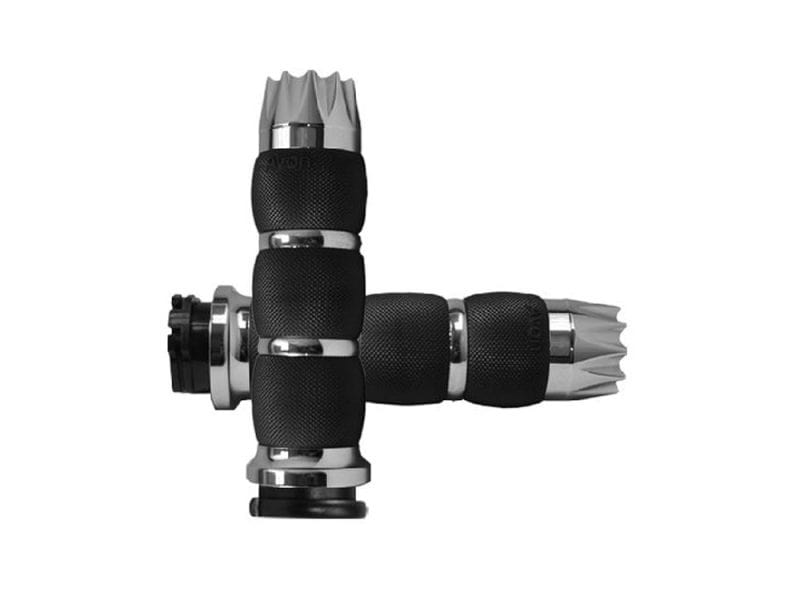 Excalibur Air Cushion Handgrips - Chrome. Fits H-D with Throttle Cable.