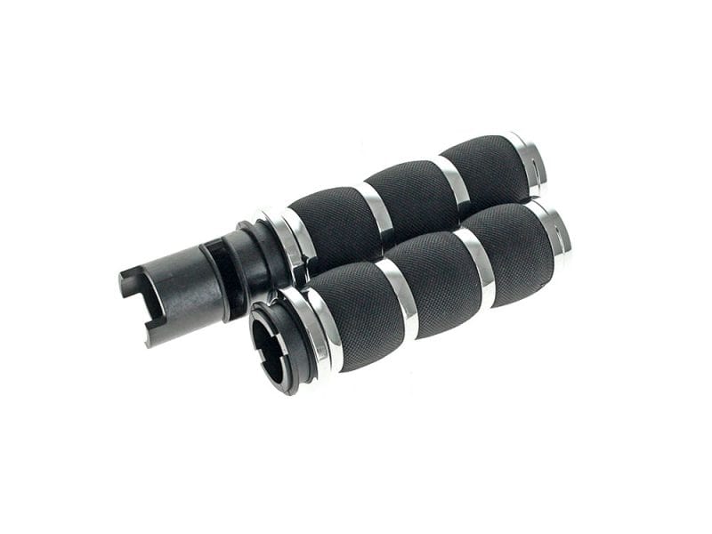 High-quality motorcycle handlebar grips with textured rubber for enhanced grip and comfort.
