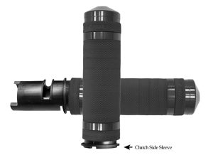 Heavy-duty motorcycle handlebar grips with textured rubber surface for enhanced grip and control.