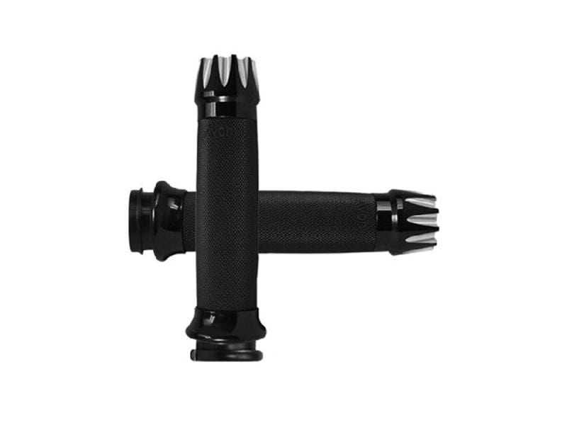 Excalibur Custom Contour Handgrips - Black. Fits Big Twin 2008-2024 with Throttle-by-Wire High-performance motorcycle handlebar grips for Revelry Motorcycles, durable and comfortable for all riding conditions.