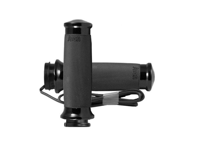 Heated Custom Contour Handgrips - Black. Fits Big Twin 2008-2024 with Throttle-by-Wire Black motorcycle hand grips for Revelry Motorcycles, durable and ergonomic.