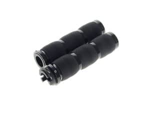 Riding grip handles for motorcycles, black textured grips, Revelry Cycles Australia.