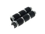 Black motorcycle handlebar grips for Revelry Motorcycles, premium grip comfort and control.