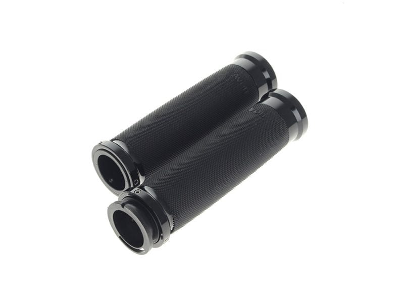 High-quality black bicycle handlebar grips for motorcycle and cycling enthusiasts.