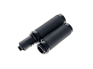 Rubber motorcycle handlebar grip with textured surface for enhanced grip and comfort.