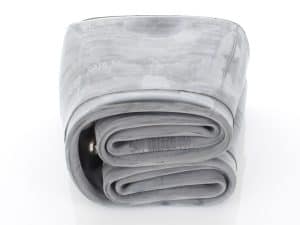 Heavy-duty inner tube for motorcycle tyres, durable rubber material, suitable for motorcycle repairs.