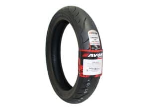 High-performance Avon motorcycle tire for Revelry Motorcycles, ideal for touring and street riding.