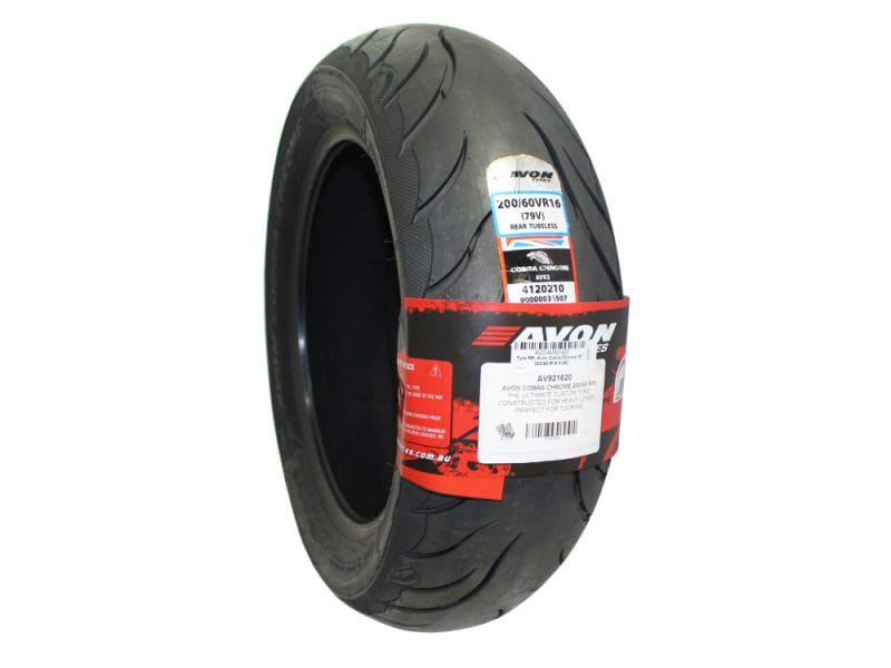 Avon Cobra Chrome 16in. Rear Tyre. 200/60-R16 AV92. High-performance Avon Cobra Chrome motorcycle rear tyre for touring and street riding.