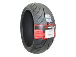Avon motorcycle tire with tread pattern for motorcycles, rear tubeless tyre, Avon brand.