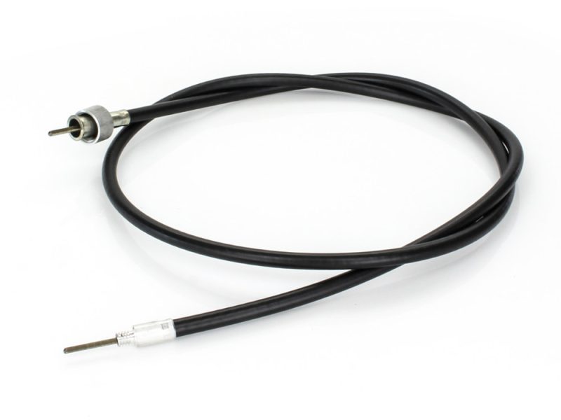 47in. Speedo Cable with 16mm Nut - Black Vinyl. Flexible black motorcycle throttle cable for Revelry Motorcycles.