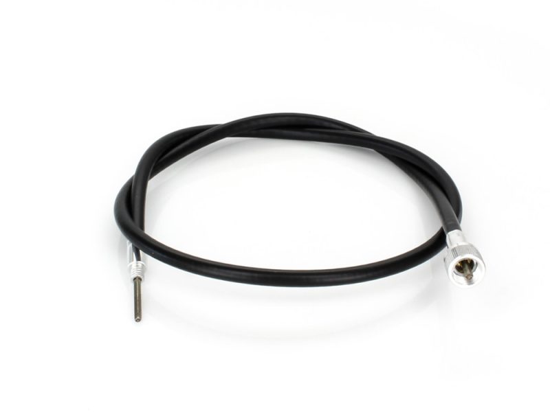 35in. Speedo Cable with 12mm Nut - Black Vinyl. Flexible black motorcycle speedometer cable for Revelry Motorcycles products.
