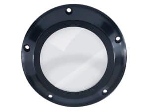 Reflection mirror for motorcycle, black round design, Revelry Motorcycles accessories, high-quality durable finish.