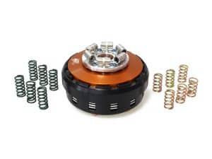 High-performance motorcycle clutch assembly with springs and actuators for Revelry Motorcycles.
