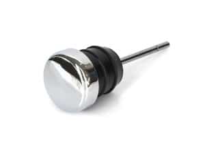 Chrome motorcycle handlebar end plug for Revelry Motorcycles.