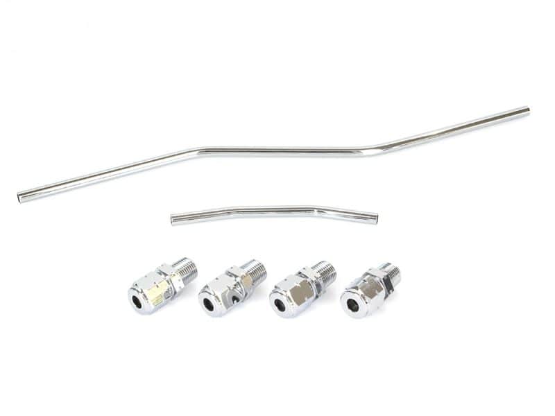 High-performance motorcycle handlebar parts and brake fittings for Revelry Motorcycles.