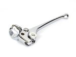 Chrome motorcycle clutch lever with mounting hardware for Revelry Motorcycles.
