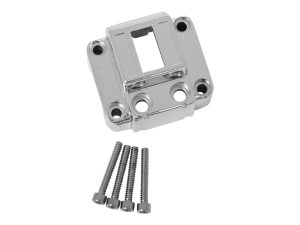 Chrome motorcycle engine mounting bracket with bolts for Revelry Motorcycles.