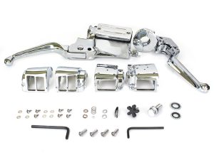 Handlebar Control Kit - Chrome. Fits Big Twin & Sportster 1982-1995 Models with Dual Disc Rotors.