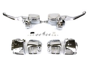 Handlebar Control Kit with Hydraulic Clutch - Chrome. Fits Big Twin 1996-2010 with Single Disc Rotor.