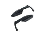 Black motorcycle heated grip handles for Revelry Motorcycles accentuating rider comfort and control.