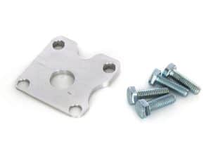 Aluminium motorcycle mounting bracket with bolts, performance bike accessories.