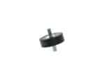 Rubber motor mount isolator for motorcycle engine vibration damping.