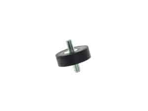 Rubber motor mount isolator for motorcycle engine vibration damping.