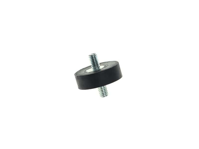 Rubber motor mount isolator for motorcycle engine vibration damping.