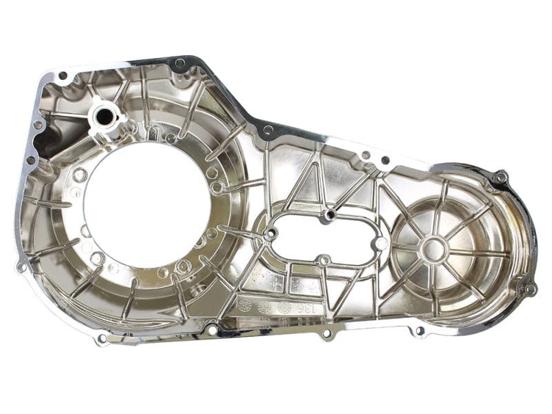 Lightweight metallic motorcycle engine cover for Revelry Motorcycles, high-quality Australian motorcycle parts.