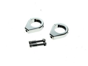 Chrome motorcycle sprocket lock washers and bolts for Revelry Motorcycles.