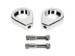 Chrome motorcycle fork spacers with mounting bolts for Revelry Motorcycles.