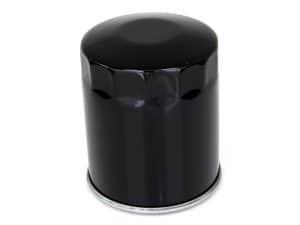 Black motorcycle oil filter for Revelry Motorcycles.