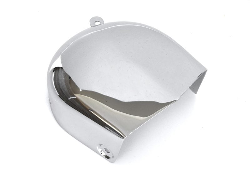 Horn Cover - Chrome. Fits Big Twin 1976-1990 & Sportster 1976-1985. Shiny chrome motorcycle headlight cover with mounting holes for Harley Davidson bikes.