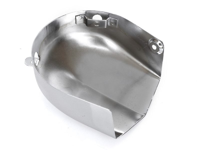 Shiny metal motorcycle part for Revelry Motorcycles, seamless design.